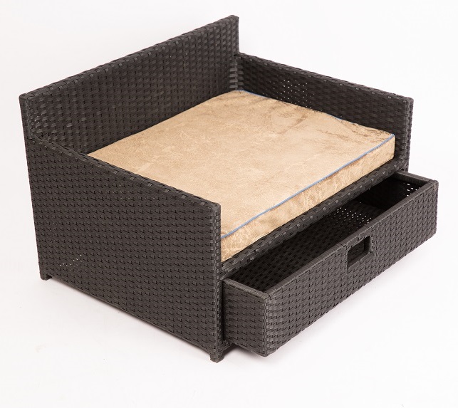 Rattan Dog Bed with Storage Drawer
